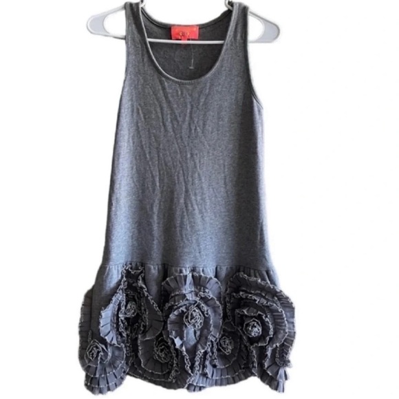 MANOUSH Bow Floral Tank Cotton Grey Dress Size Small - Picture 1 of 11
